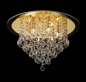 Atla French Gold Crystal Ceiling Lights Diyas Flush Crystal Fittings